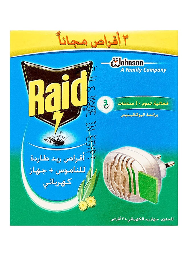 RAID - Electric Mosquito Repellent with 3 Tablets Eucalyptus Scent Green - Image 1