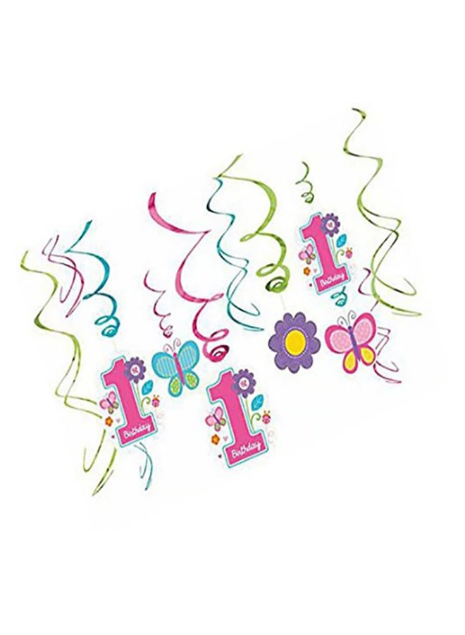 Amscan Sweet Birthday Girl Swirl Decoration 25.4x24.13x0.76cm - Image 1