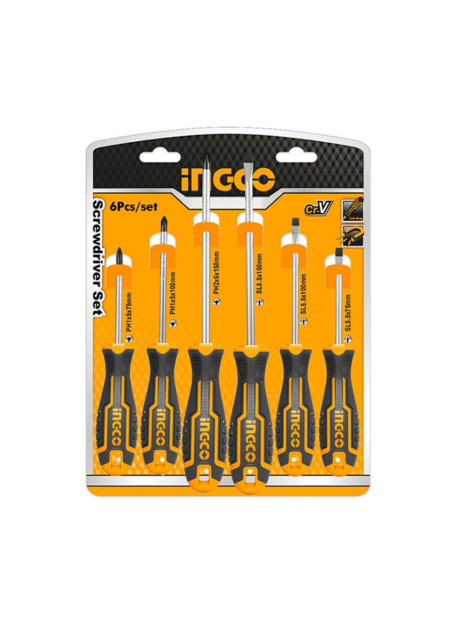 INGCO 6-Piece CR-V Screwdriver Set Orange/Black/Silver - Image 1
