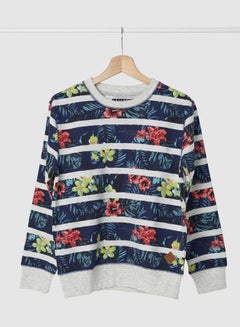 Earthbound Printed Long Sleeves Sweatshirt Light Grey Melange As Swatch  - Image 1