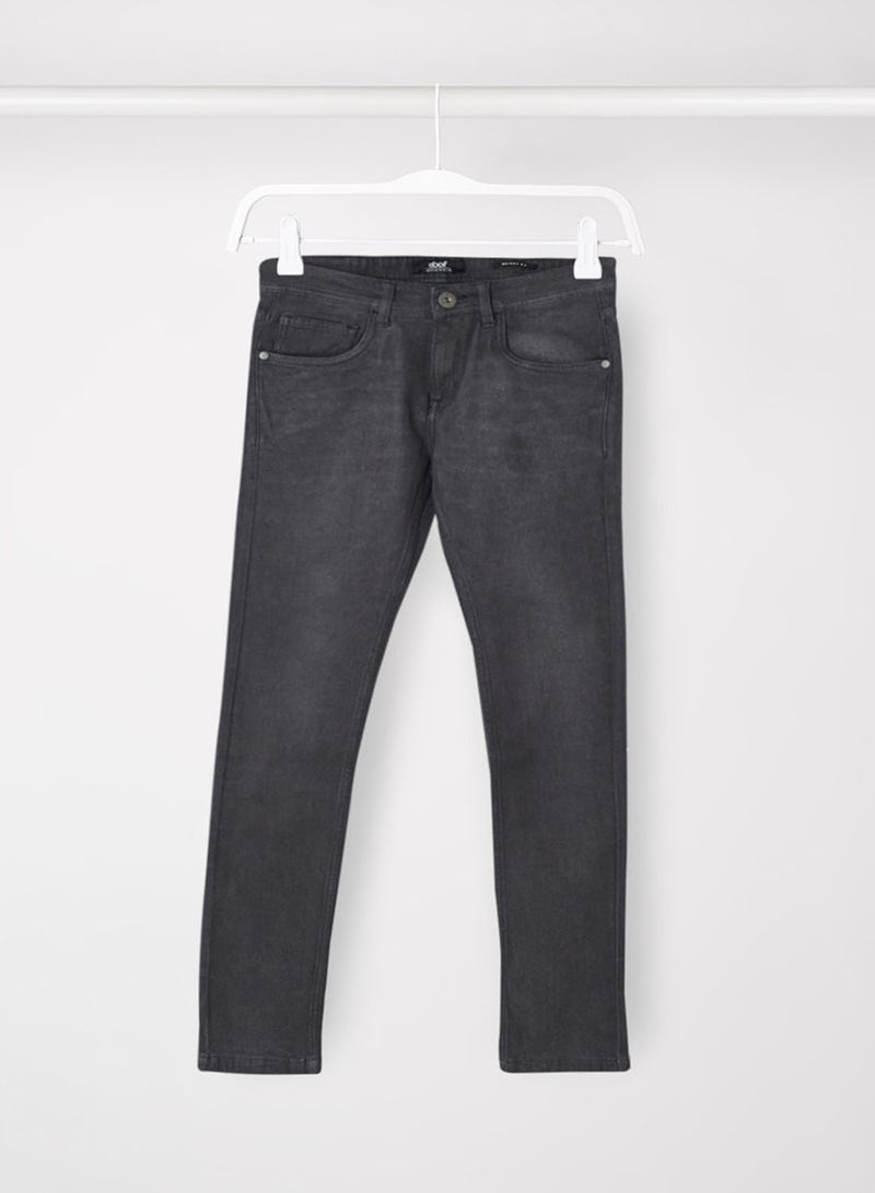 ABOF Basic Five-Pocket Mid-Rise Skinny Fit Jeans Dark Shadow Grey - Image 1