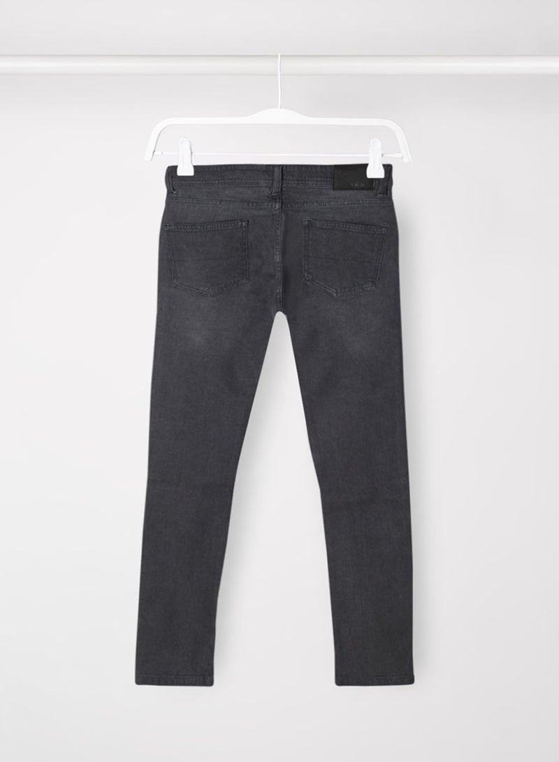 ABOF Basic Five-Pocket Mid-Rise Skinny Fit Jeans Dark Shadow Grey - Image 2