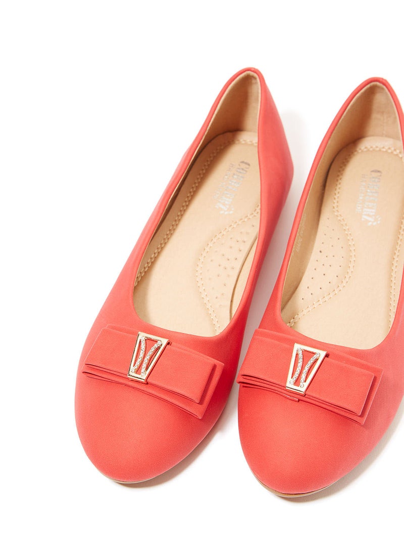 Cobblerz - Embellished Faux Leather Ballerinas Red - Image 1