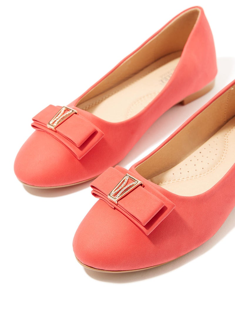 Cobblerz - Embellished Faux Leather Ballerinas Red - Image 1