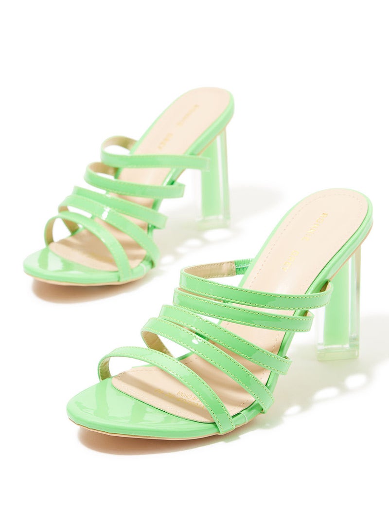Ronnie Grey - Strappy Clear Heel Sandals Mint - Image 1