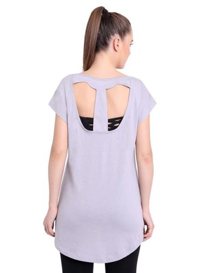 SATVA Organic Round Neck Solid T-Shirt Blue  - Image 3