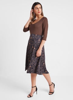 QUZU Scoop Neck Casual Blouse Brown  - Image 3