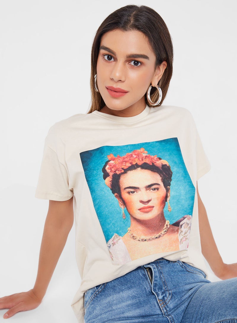 QUZU Graphic T-Shirt Light Beige  - Image 1