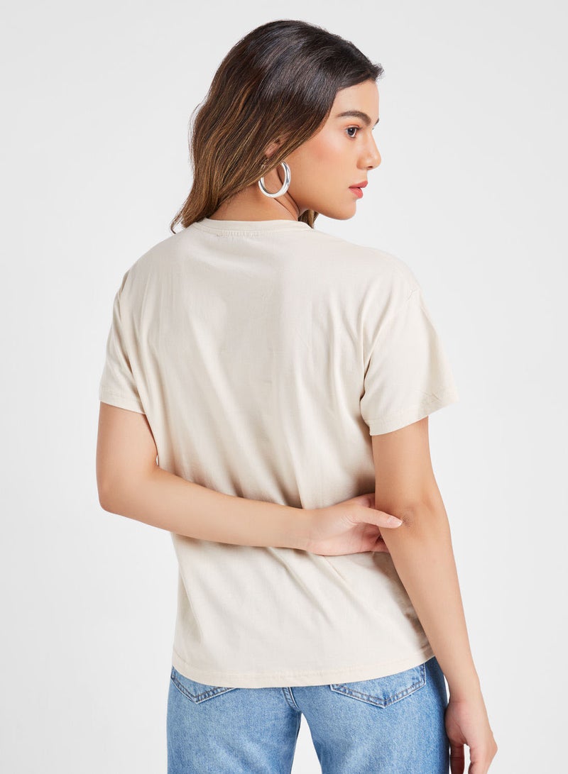 QUZU Graphic T-Shirt Light Beige  - Image 2
