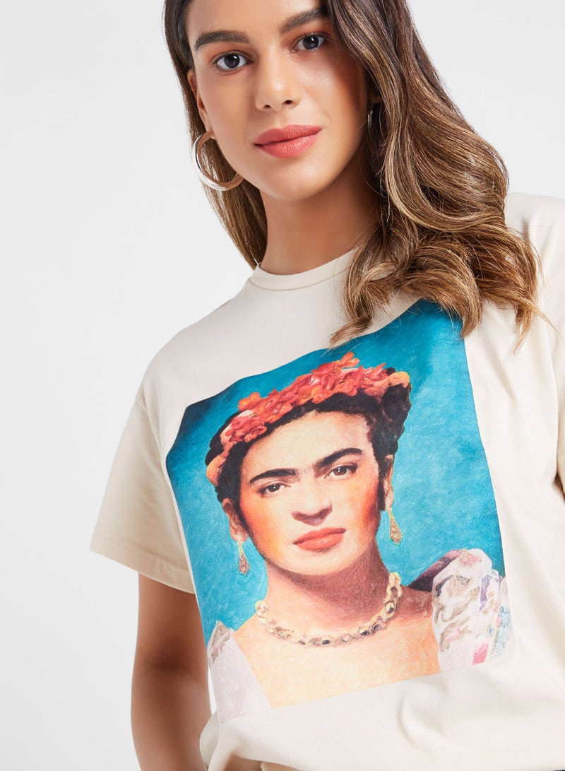QUZU Graphic T-Shirt Light Beige  - Image 4