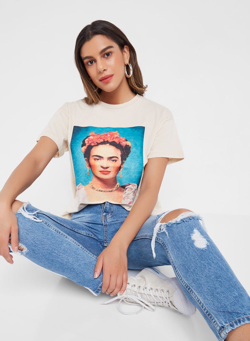 QUZU Graphic T-Shirt Light Beige  - Image 3