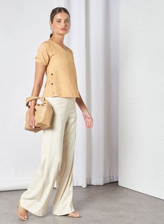 Aila V-Neck Casual Top Light Brown  - Image 2