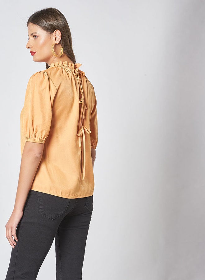 Aila Elastic Collar Top Orange  - Image 3