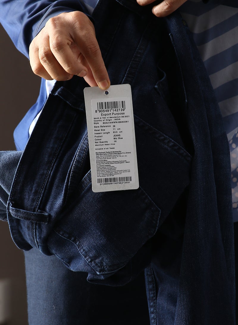 ABOF - Casual Slim Fit Jeans Mid Blue - Image 1