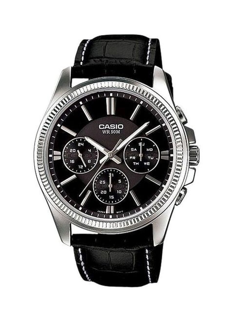 Men's Water Resistant Analog Watch MTP-1375L-1AVDF - 35 mm - Black