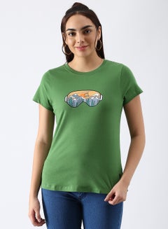 ABOF Regular Fit Casual T-Shirt Green  - Image 1