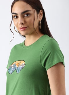 ABOF Regular Fit Casual T-Shirt Green  - Image 4