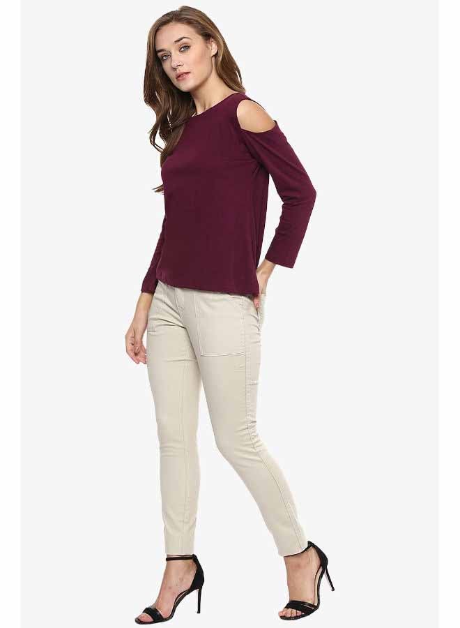 Miss Chase Stylish Cold Shoulder Top Purple  - Image 1