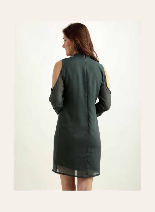 Miss Chase Great Expectations Cold Shoulder Dress Green  - Image 2
