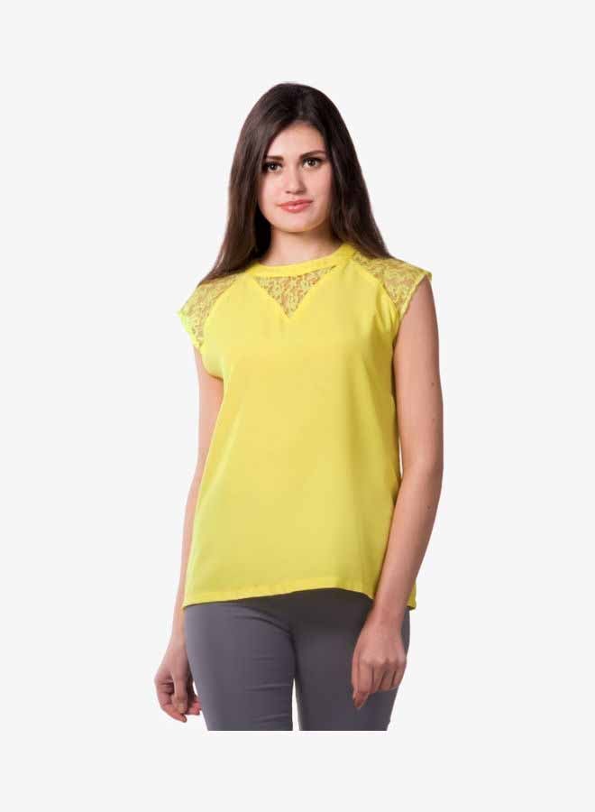 Stylish Round Neck Blouse Lemon Yellow - v1654858418/N47563550V_1