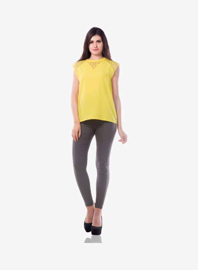 Stylish Round Neck Blouse Lemon Yellow - v1654858418/N47563550V_3