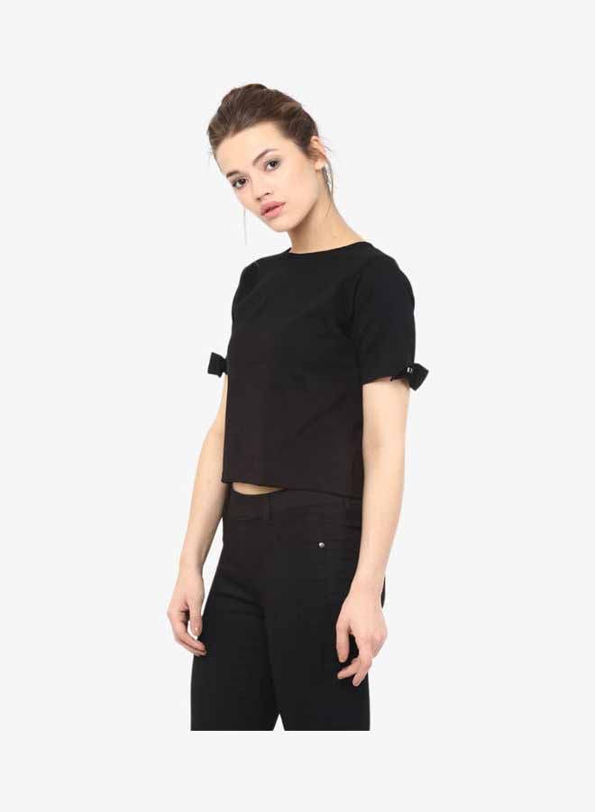 Miss Chase Stylish Round Neck Blouse Black  - Image 1
