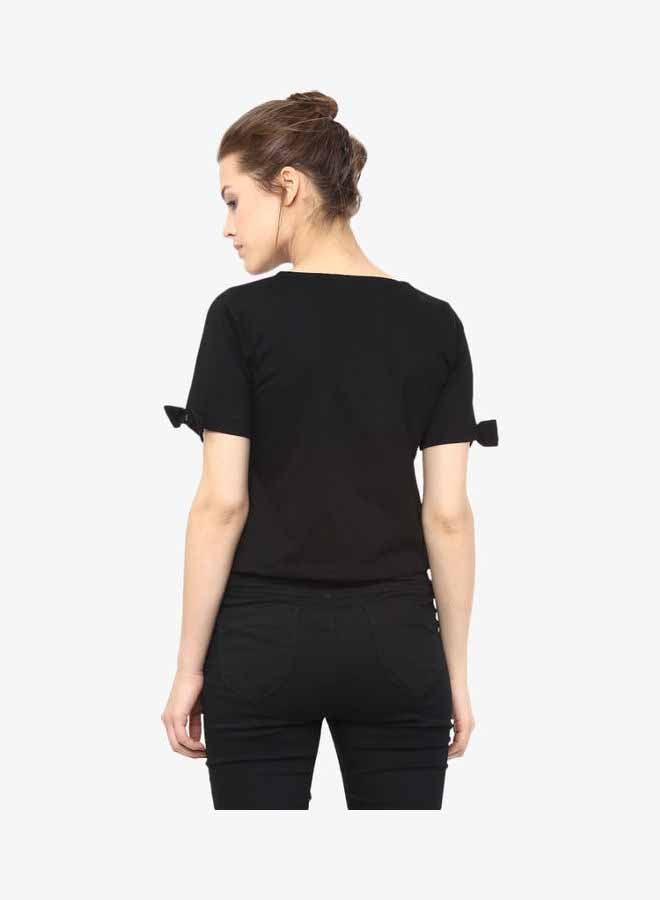 Miss Chase Stylish Round Neck Blouse Black  - Image 2