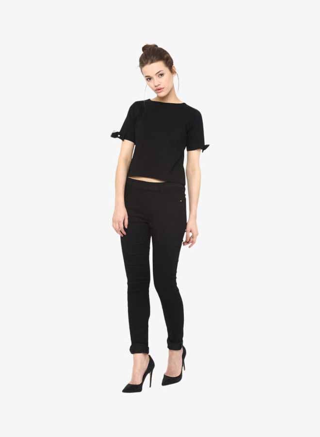 Miss Chase Stylish Round Neck Blouse Black  - Image 3
