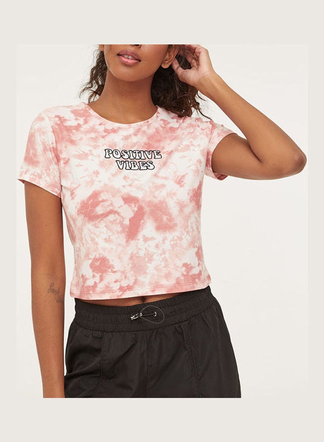 Ardene Tie-Dye Casual T-Shirt With Mask Pink/White  - Image 3