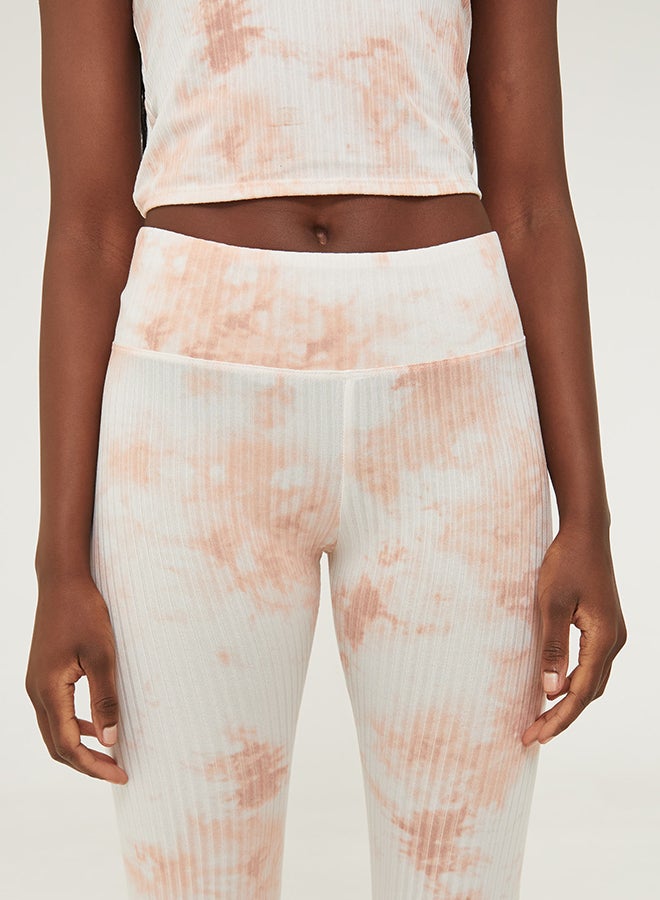 Ardene Elasticated Tie-Dye Printed Leggings Pink/White  - Image 3