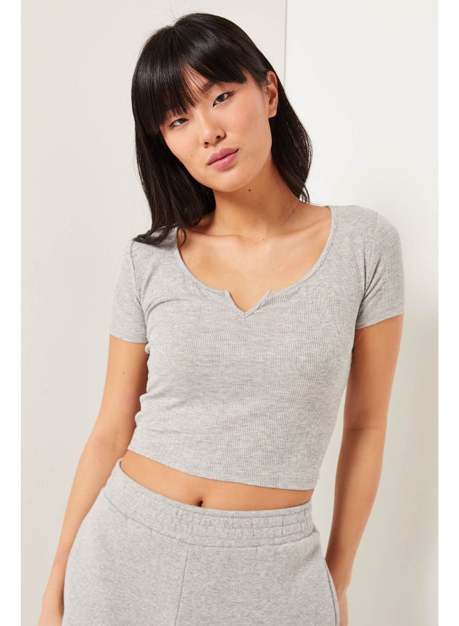 Casual  Cropped T-Shirt Grey - v1654858509/N47565484V_1