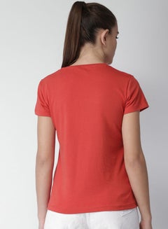 Stylish Round Neck T-Shirt Red/White - v1654865873/N47946885V_2