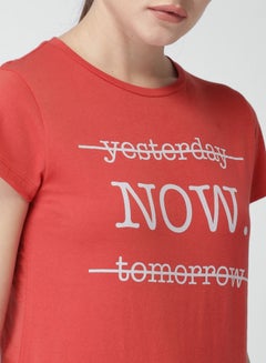 Stylish Round Neck T-Shirt Red/White - v1654865874/N47946885V_5