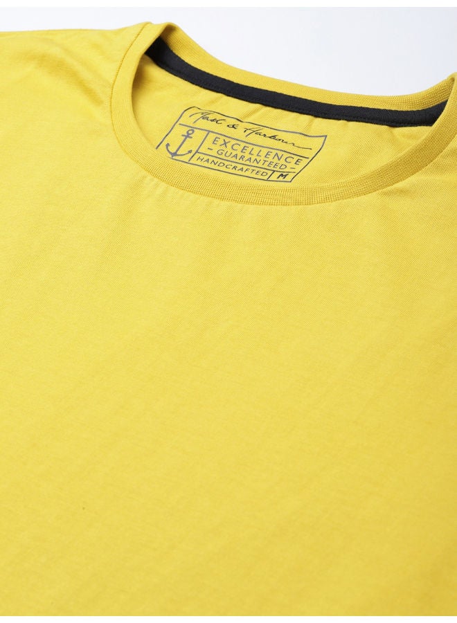 Round Neck Casual T-Shirt Mustard - v1654865960/N47947858V_5