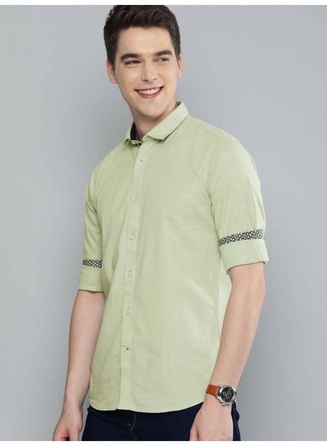Mast & Harbour Collared Neck Regular Fit Shirt Green - Image 1