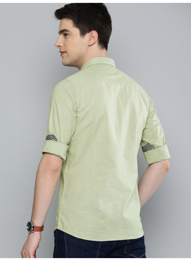 Mast & Harbour Collared Neck Regular Fit Shirt Green - Image 2