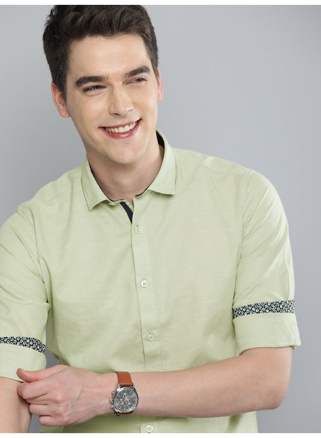 Mast & Harbour Collared Neck Regular Fit Shirt Green - Image 4