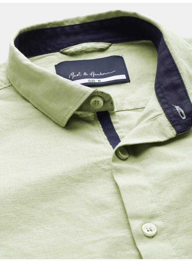 Mast & Harbour Collared Neck Regular Fit Shirt Green - Image 5