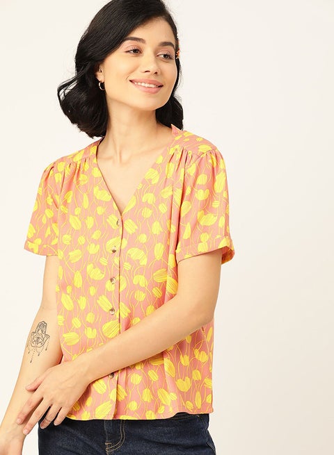 Stylish Casual Top Tulip Terrain-Coral (SS'20 LIABILITY)"