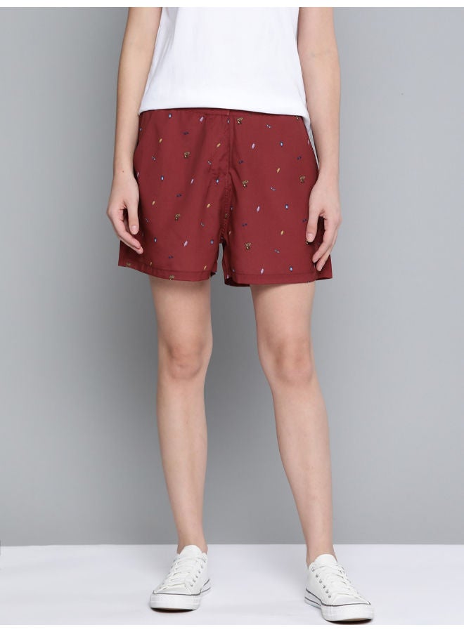Mast & Harbour - Printed Mid-Rise Casual Shorts Rio Red - Image 1