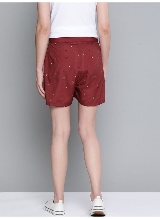 Mast & Harbour - Printed Mid-Rise Casual Shorts Rio Red - Image 1