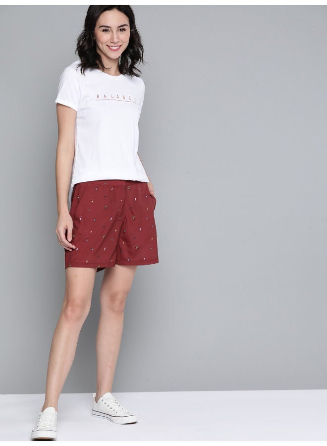 Mast & Harbour - Printed Mid-Rise Casual Shorts Rio Red - Image 1