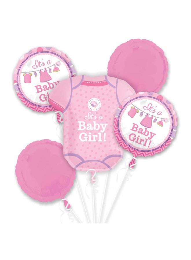 Anagram 5-Piece Shower With Love Girl Balloon Bouquet Girl Top 22x24, Baby Girl Balloon 4x18inch - Image 2