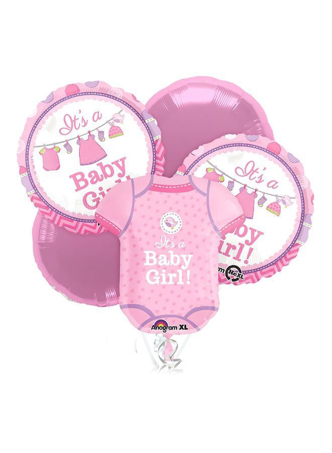 Anagram 5-Piece Shower With Love Girl Balloon Bouquet Girl Top 22x24, Baby Girl Balloon 4x18inch - Image 3