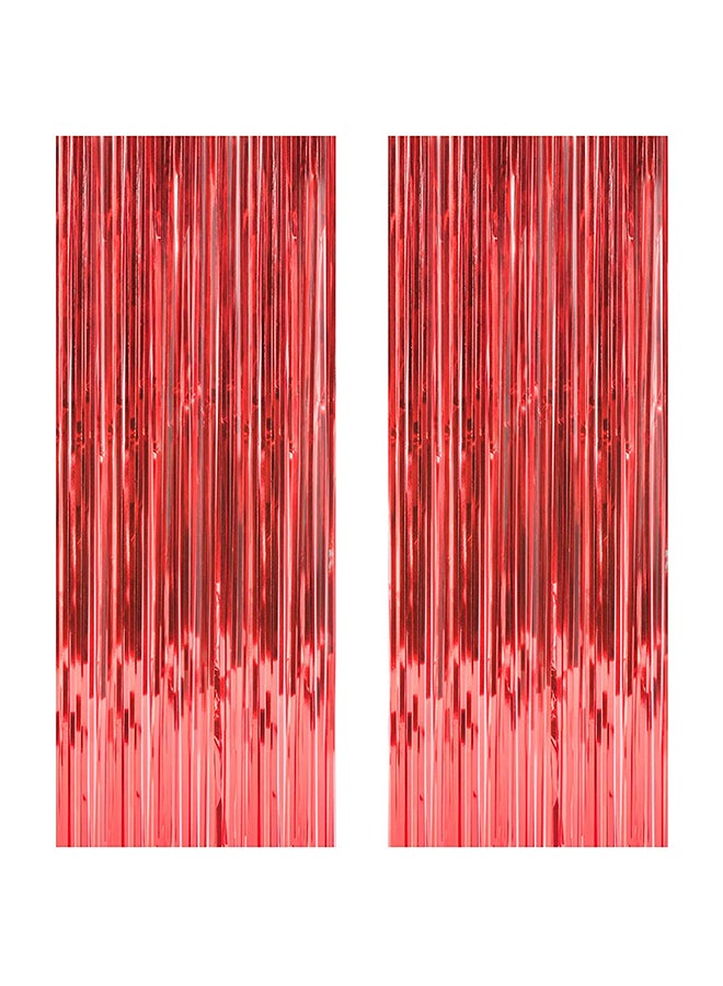 Amscan Apple Red Metallic Curtain 8x3feet - Image 2