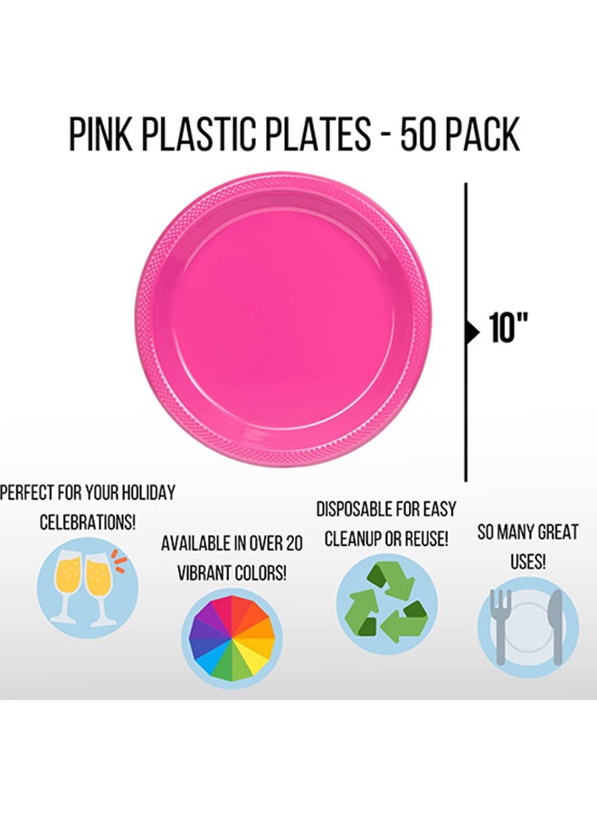 Amscan 20 Piece Bright Pink Plastic Plates 9x9x1.6inch - Image 2