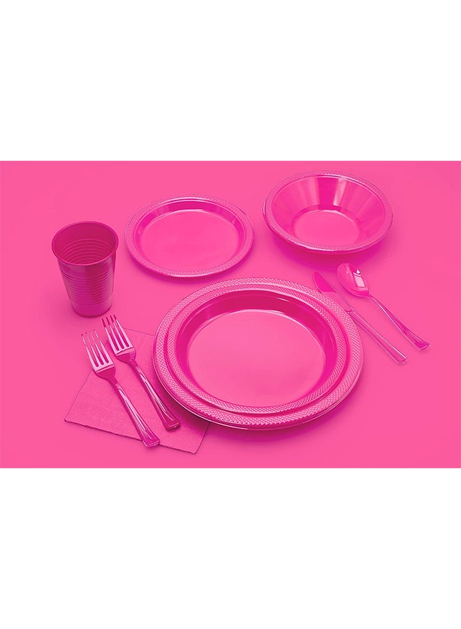 Amscan 20 Piece Bright Pink Plastic Plates 9x9x1.6inch - Image 3