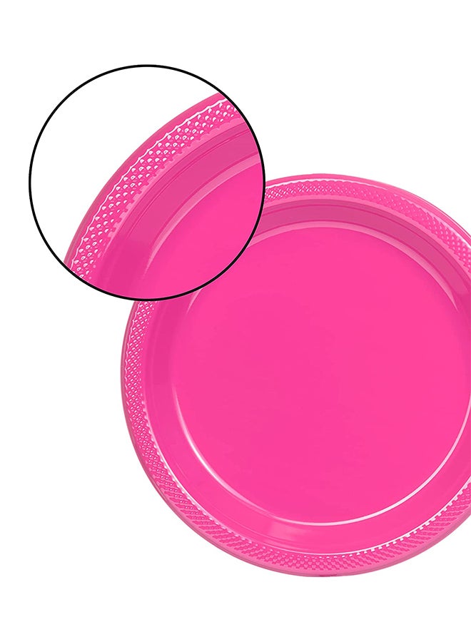 Amscan 20 Piece Bright Pink Plastic Plates 9x9x1.6inch - Image 4