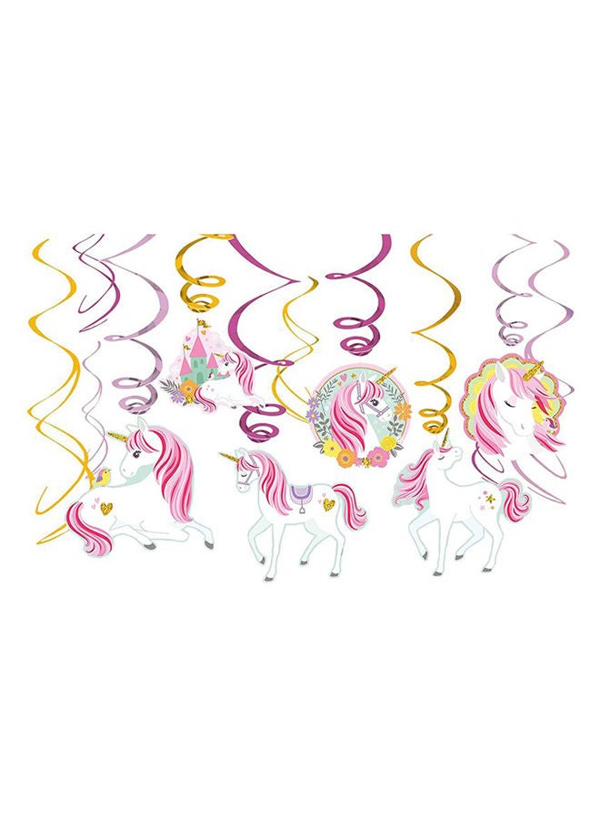 Amscan 12 Pieces Magical Unicorn Swirl Decoration Value Pack 22x30x13cm - Image 2