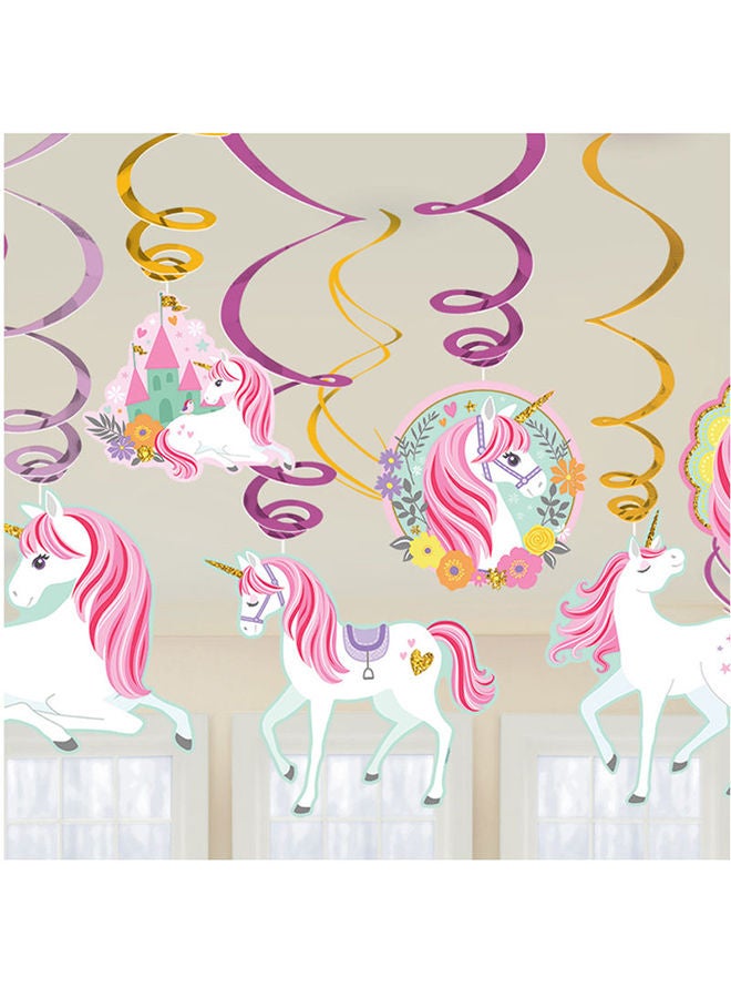 Amscan 12 Pieces Magical Unicorn Swirl Decoration Value Pack 22x30x13cm - Image 3